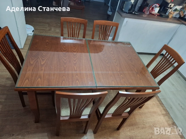 Маса и шест стола масивно дърво, снимка 4 - Маси - 53050571