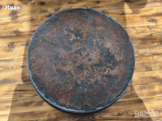 медна тава от царско време с надпис Сръдна Гора Пазарджикъ , снимка 10 - Антикварни и старинни предмети - 53562249
