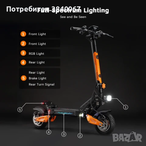 Halo Knight T102 електрически скутер 1200W, снимка 8 - Други спортове - 50972850