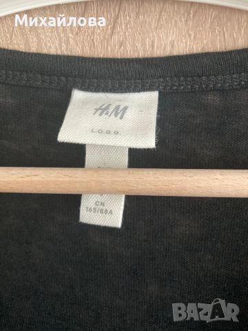 Черна ленена тениска на H&M, S размер, снимка 5 - Тениски - 46387721