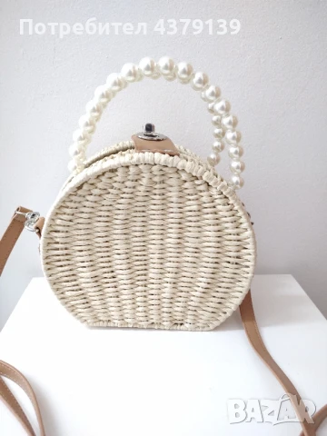 Flowers White нова ратанова чантичка, снимка 4 - Чанти - 51070799