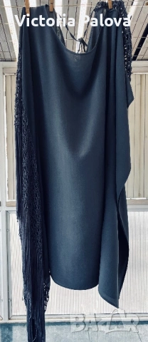 Дизайнерска копринена туника Graf & Lantz с ресни и плетен акцент – тежка коприна