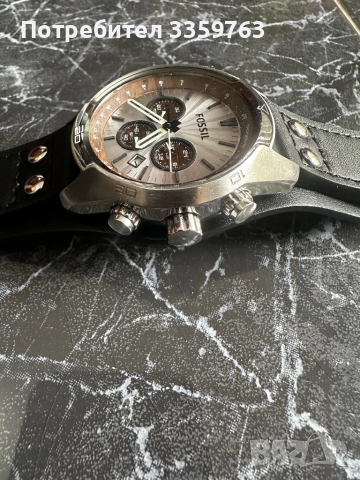 Fossil мъжки часовник – хронограф с кожена каишка, снимка 2 - Мъжки - 51633974