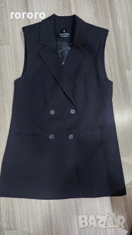 Черен дълъг елек, снимка 8 - Елеци - 48138472