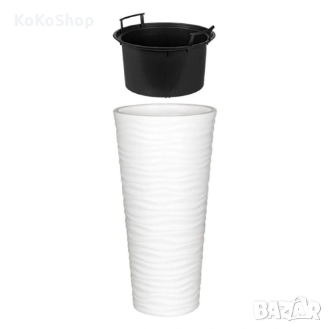 Кашпа за цветя – висока, декоративна, пластмасова, снимка 3 - Саксии и кашпи - 54008596