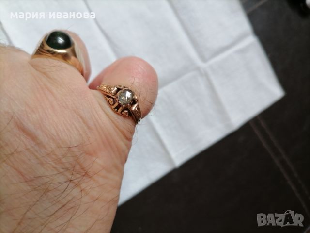много стар златен пръстен с диамант роза шлифовка 0.80 карата, снимка 11 - Пръстени - 45819439