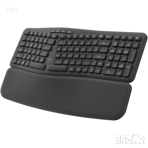 НОВА Ергономична Безжична Клавиатура Пълен размер, LI-Ion Батерия, Презареждаема, 