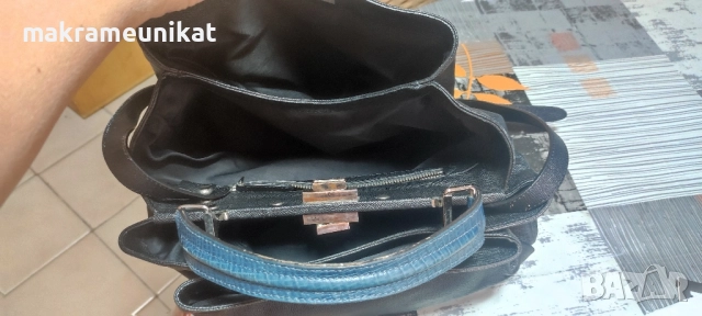 Дамска чанта, голяма, кожа, цвят графит,, снимка 6 - Раници - 46937084