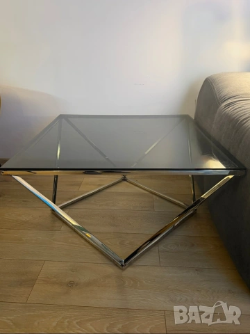 Холна маса / Кафе маса (стъкло и метал), снимка 2 - Маси - 53749005