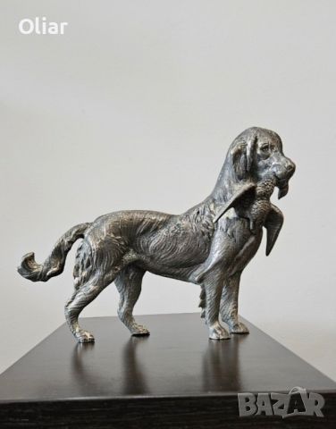 Много красива и детайлно  изработена статуетка на ловно куче. Бронз., снимка 2 - Статуетки - 45596556
