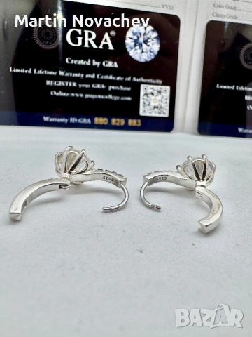 Сребърни обеци с мойсанит (Диамант) 2 карата, снимка 11 - Обеци - 54243053
