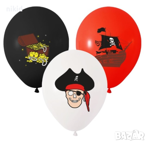 Пират Пирати Пиратско парти Обикновен надуваем латекс латексов балон парти хелий, снимка 1 - Други - 37550105