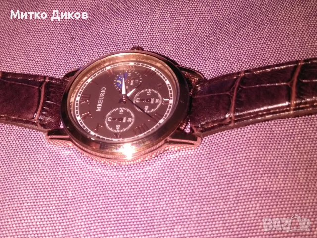 Mreurio кварцов часовник нов с каишка естествена кожа, снимка 13 - Мъжки - 53322841
