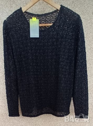 Черна дантелена блуза с дълъг ръкав., снимка 2 - Блузи с дълъг ръкав и пуловери - 45810410