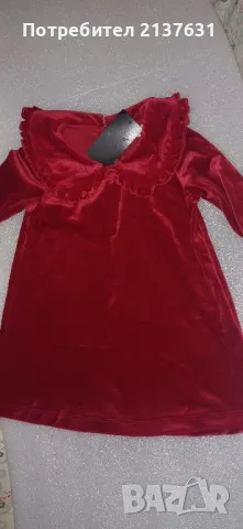 НОВА с етикет ДЕТСКА ЧЕРВЕНА РОКЛЯ от КАДИФЕ - Размер 86 / 92, снимка 2 - Детски рокли и поли - 49717289
