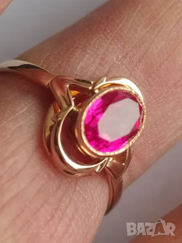 Руски златен пръстен с рубин 1, снимка 2 - Пръстени - 50338618