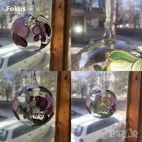 Топка духано стъкло ръчно рисувана супер финна, снимка 6 - Антикварни и старинни предмети - 53390184