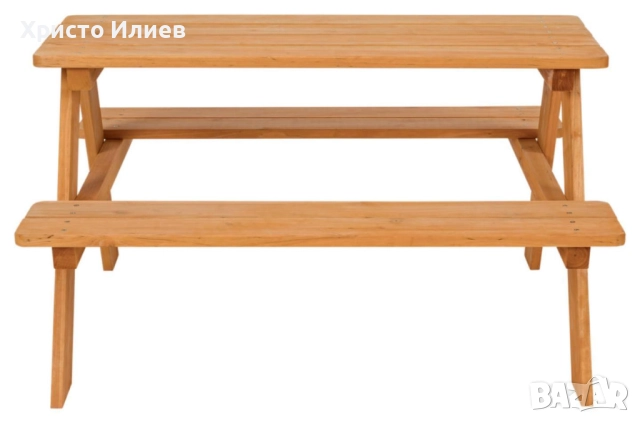 Дървена Детска маса с пейки за пикник , снимка 2 - Градински мебели, декорация  - 51652093
