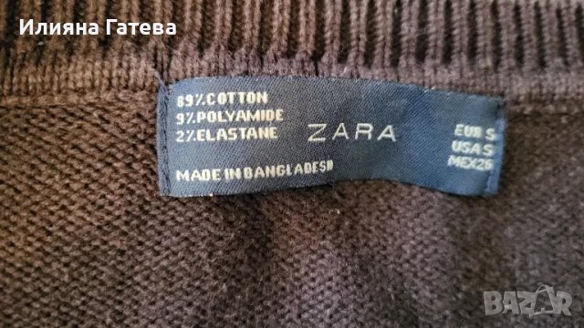 Кафява блуза Zara 89% памук р-р С/М, снимка 3 - Блузи с дълъг ръкав и пуловери - 48413632