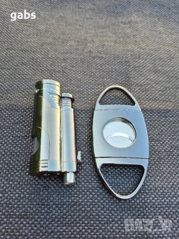 Стилна запалка за пури с лого и подарък резачка в подаръчна кутия, снимка 6 - Запалки - 52538359