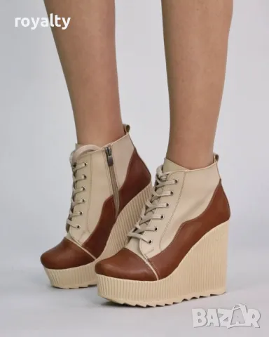 Боти на платформа - Кожа, снимка 2 - Дамски боти - 49197124