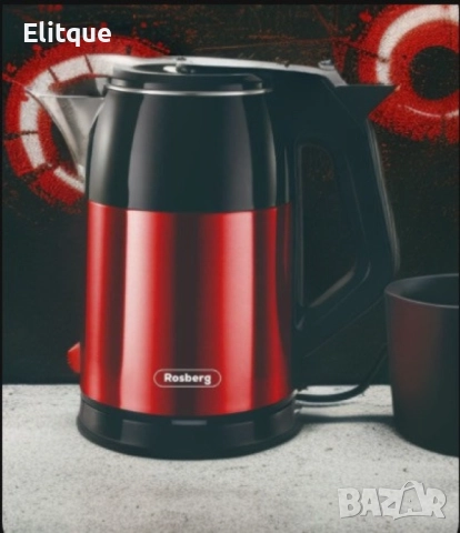 Електрическа кана Rosberg, 1500W, 1.8л., Корпус неръжд. стомана, Червен и черен, 2 ГОДИНИ ГАРАНЦИЯ, снимка 5 - Друга електроника - 52888930