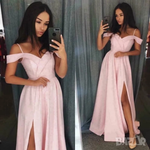 официални рокли с паднали рамене и цепка , снимка 5 - Рокли - 51599744