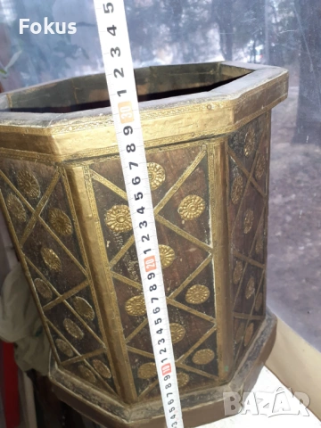 Стара красива поставка за чадъри дърво и бронз, снимка 4 - Антикварни и старинни предмети - 53389564