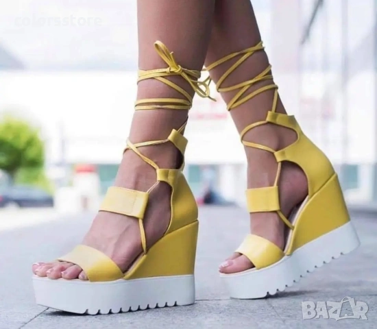 Сандали на платформа - жълта кожа - 312

, снимка 1 - Сандали - 33287594