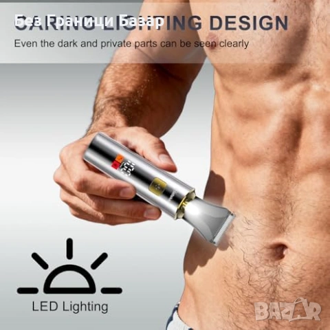 Нов Hatteker 4 в 1 тример за гръб и тяло с удължаваща дръжка водоустойчив LCD дисплей за мъже, снимка 7 - Тримери - 54108928