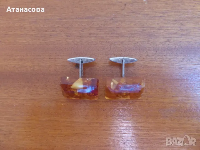 Кехлибарени бутонели копчета за ръкавели СССР 1970 г, снимка 6 - Антикварни и старинни предмети - 50046768