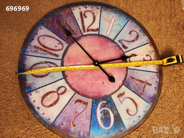 Голям стъклен  стенен часовник 57см., снимка 2 - Стенни часовници - 52109555