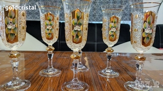 кристални чаши Бохемия Чехословакия , снимка 4 - Антикварни и старинни предмети - 54011301