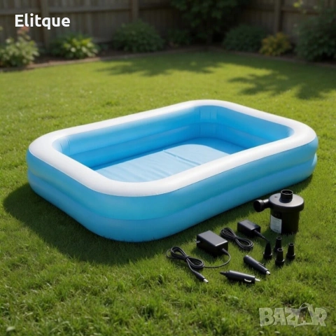 Надуваем семеен басейн 200x150 см + компактна електрическа помпа