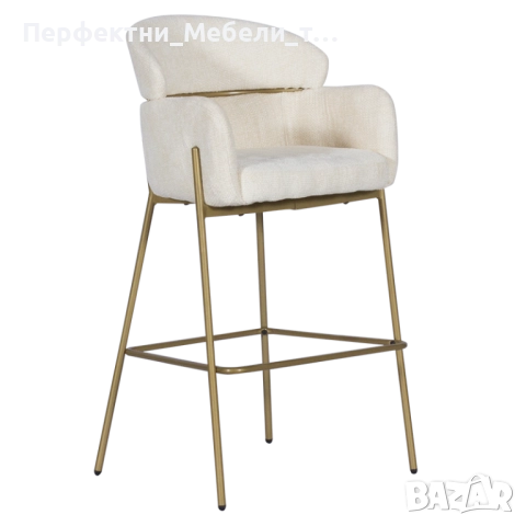 Луксозен конфортен бар стол с висок клас дамаска кафява/сива и полуподлакътници,тип кресло-бар стол, снимка 5 - Столове - 52463363