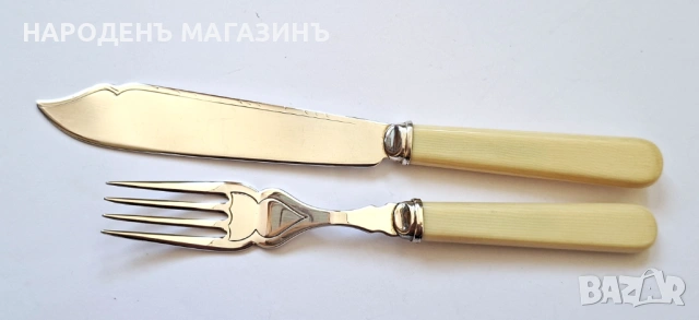 Английски посребрени прибори за хранене риба и за сервиране за 6 човека сервиз , снимка 11 - Други ценни предмети - 53738380