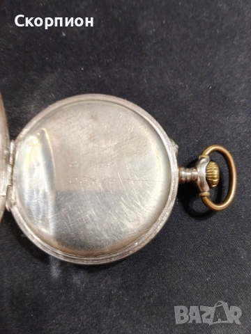 Швейцарски СРЕБЪРЕН джобен часовник 1901г. с позлата - 10 РУБИНА - ПРОМОЦИЯ, снимка 14 - Джобни - 47156792