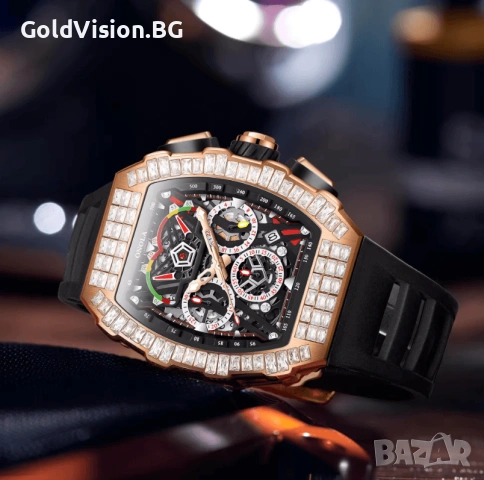 ONOLA 6827D – Black Gold – луксозен мъжки механичен часовник, снимка 3 - Мъжки - 54247536