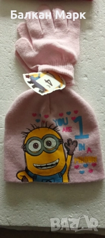 ОРИГИНАЛНИ ЗИМНИ ДЕТСКИ КОМПЛЕКТИ ШАПКА + РЪКАВИЦИ МИНЬОНИ, различни мотиви и цветове , снимка 6 - Шапки, шалове и ръкавици - 52086756