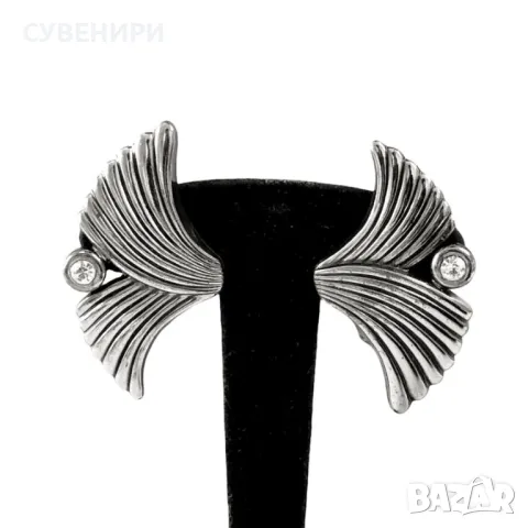 Посребрени винтидж обеци Ermani Bulatti, снимка 6 - Обеци - 49904216