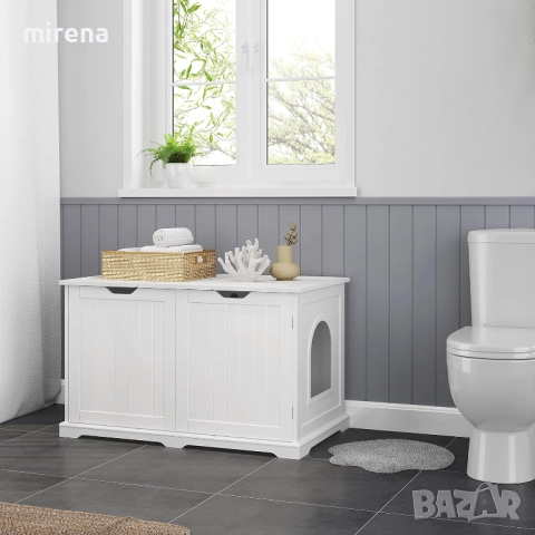 Шкаф за котки, кучета, бял 75×50×56 см, котешка тоалетна, къщичка 9, снимка 2 - Шкафове - 51547118