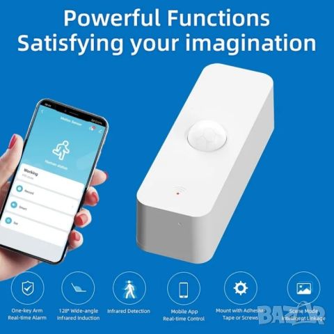 Tuya Smart / Smart Life WiFi или Zigbee PIR (motion) сензор детекция на движение, снимка 2 - Друга електроника - 41284234