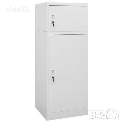 vidaXL Шкаф за екипировка за езда, светлосив, 53x53x140 см, стомана(SKU:339600