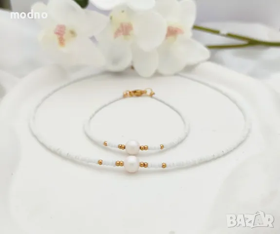 Нежни бижута (колие и гривна) в минималистичен стил, снимка 1