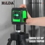 HILDA Лазерен нивелир 2 линии зелен лъч със статив 1М самонивелиращ, снимка 8