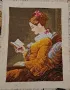Гоблен "Четящата дама" – ръчно изработен, снимка 1