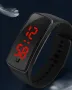 Спортен унисекс LED часовник-гривна бърз бутон за управление  ЧЕРЕН", снимка 2