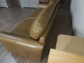 Светло кафяв кожен диван четворка, снимка 2