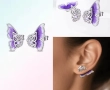 Сребърни обеци 2 в 1,back and front,пеперуди"Luminous"/нови, снимка 2