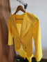 Дамско официално пролетно сако от шифон - жълт цвят, снимка 2